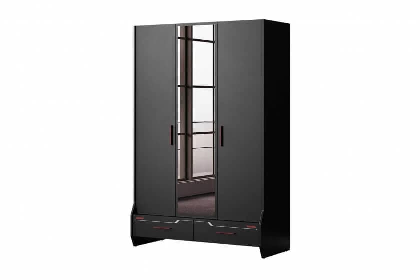 Roox 3 Doors Wardrobe — Black 2