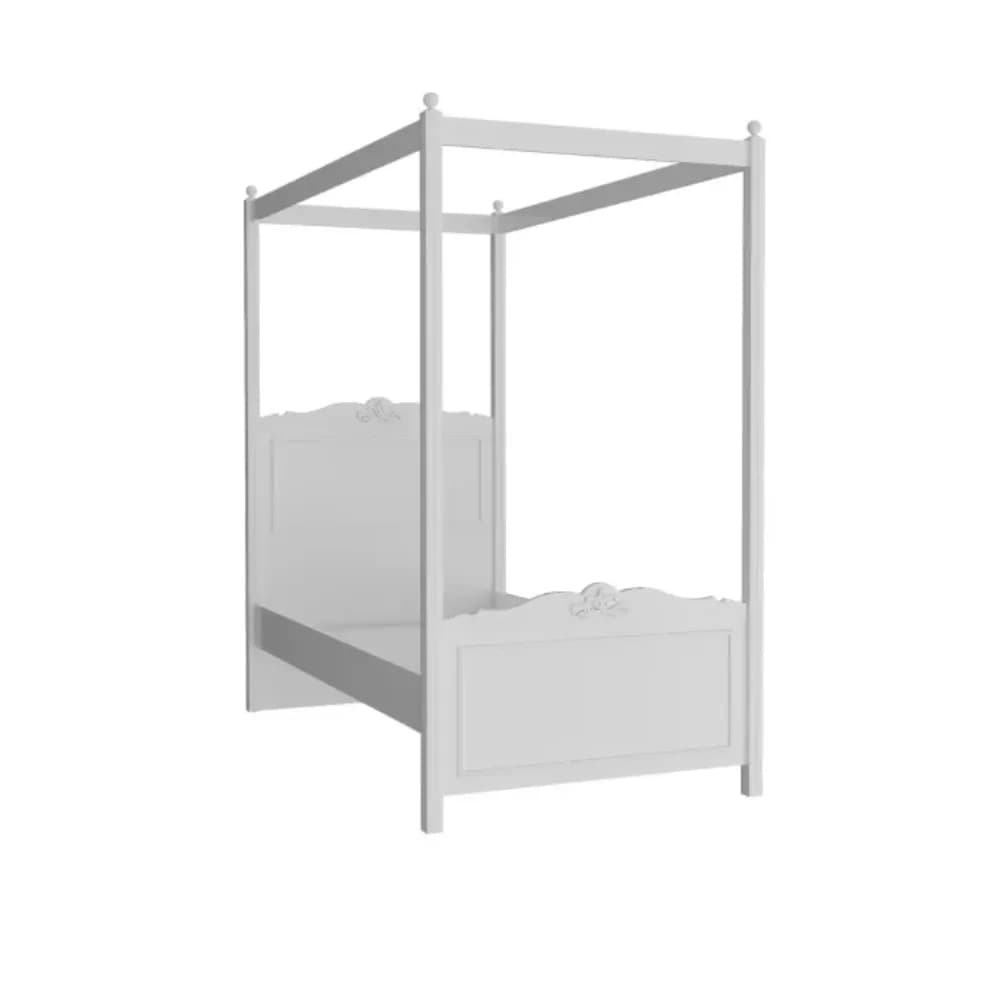Lora 120×200 Bed Frame with Canopy — White