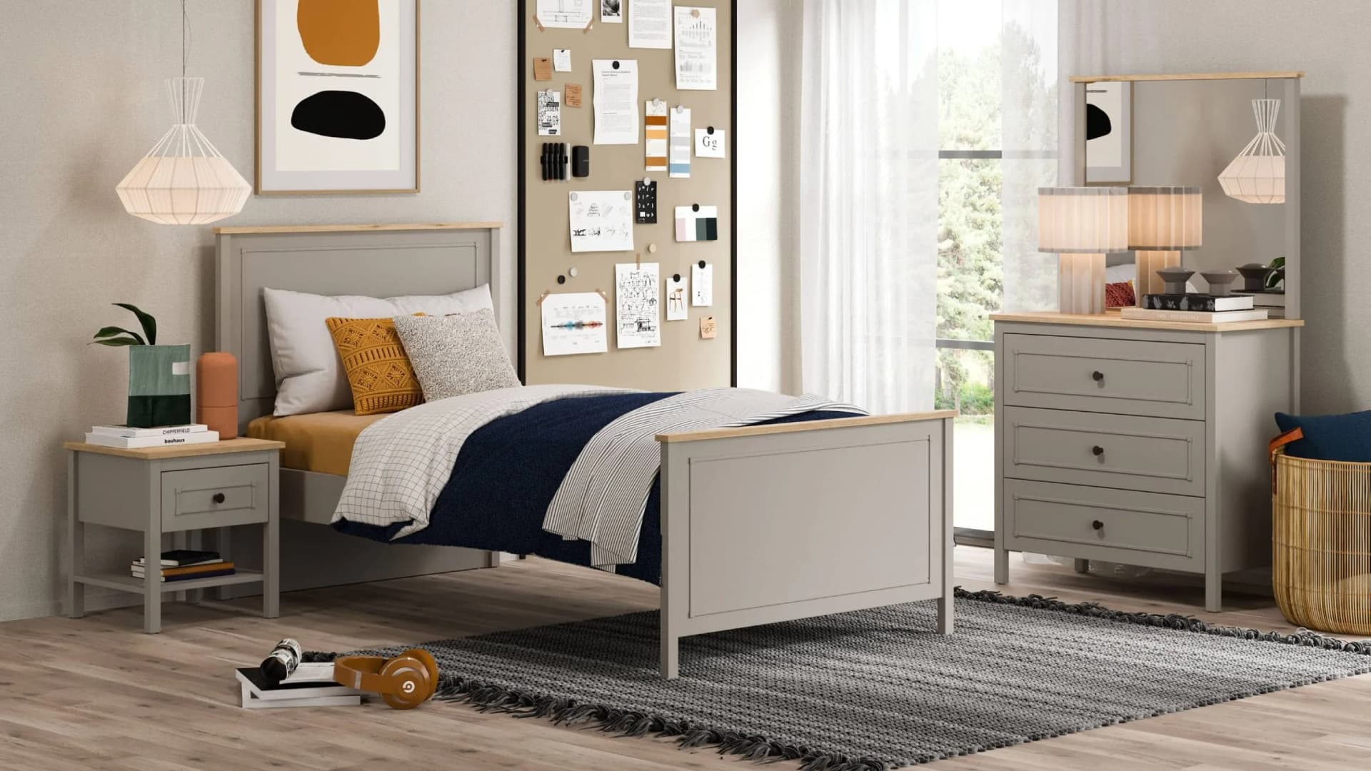 Sento 120×200 Bed Frame & Headboard — Grey 3