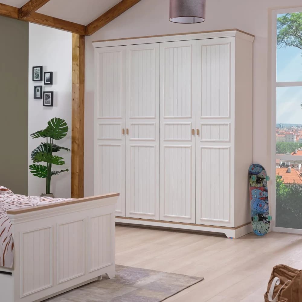 Monte 4 Doors Wardrobe — Cream 4