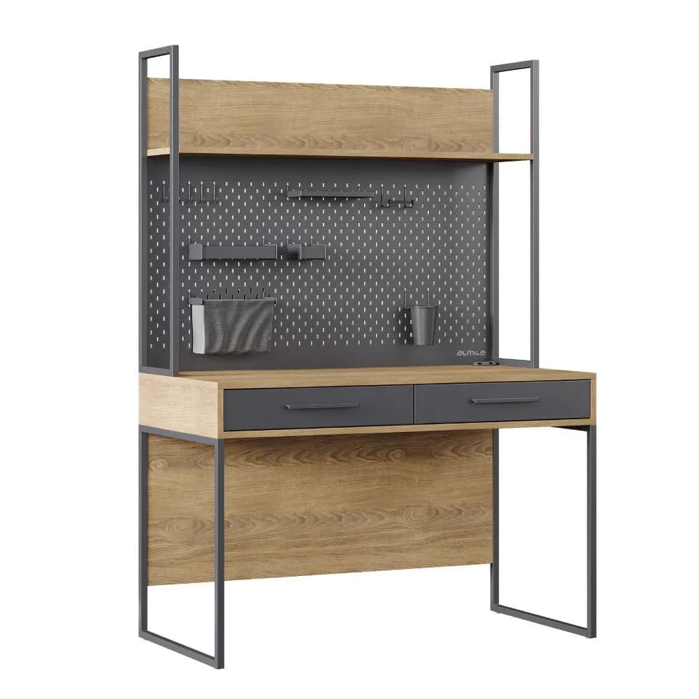 Legend Study Desk and Top Unit Walnut — Dark Grey