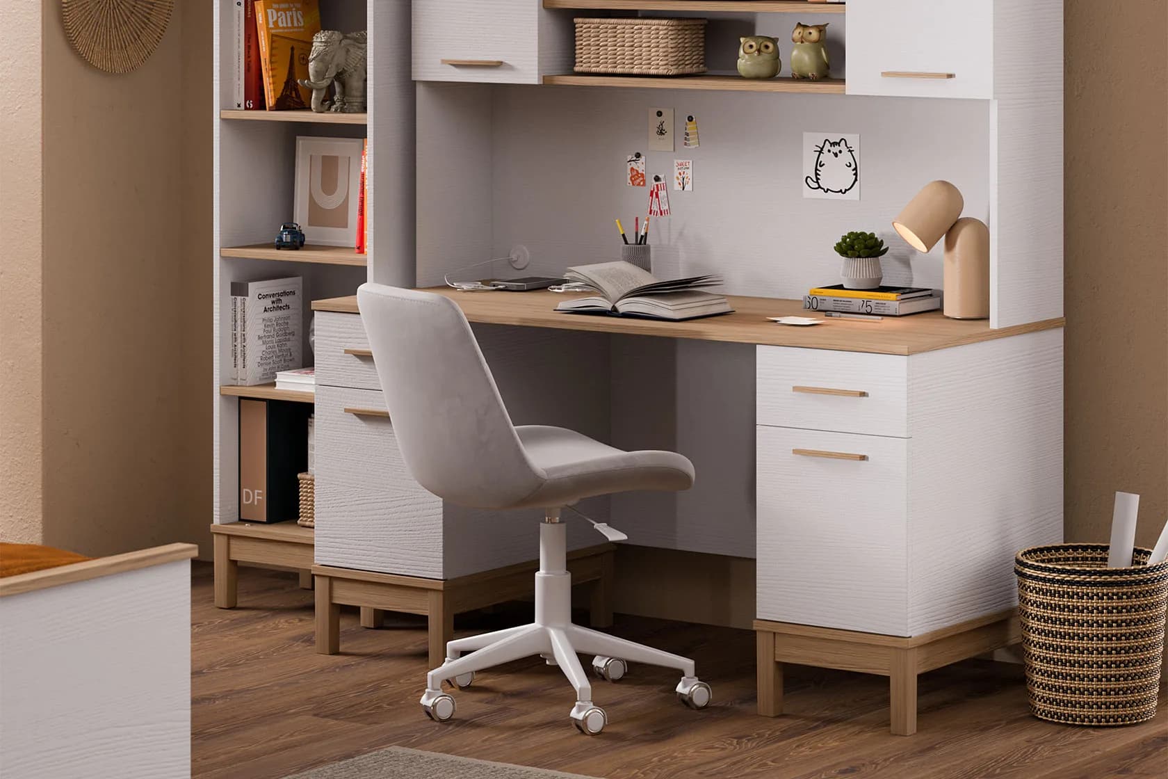Etto Study Desk Wide — White 2