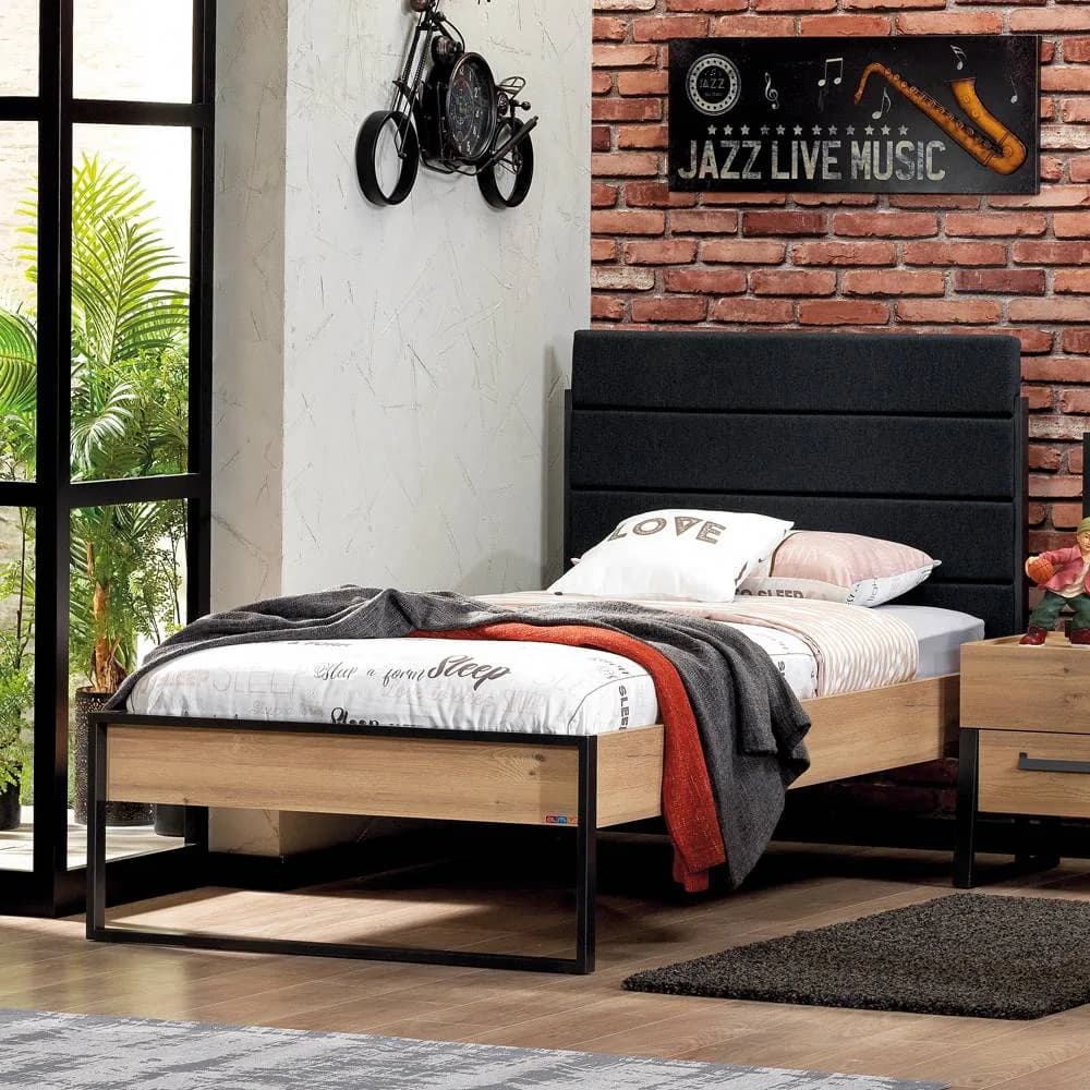 Irony 120*200 Vertical Bed Frame & Headboard 4 — Oak 3