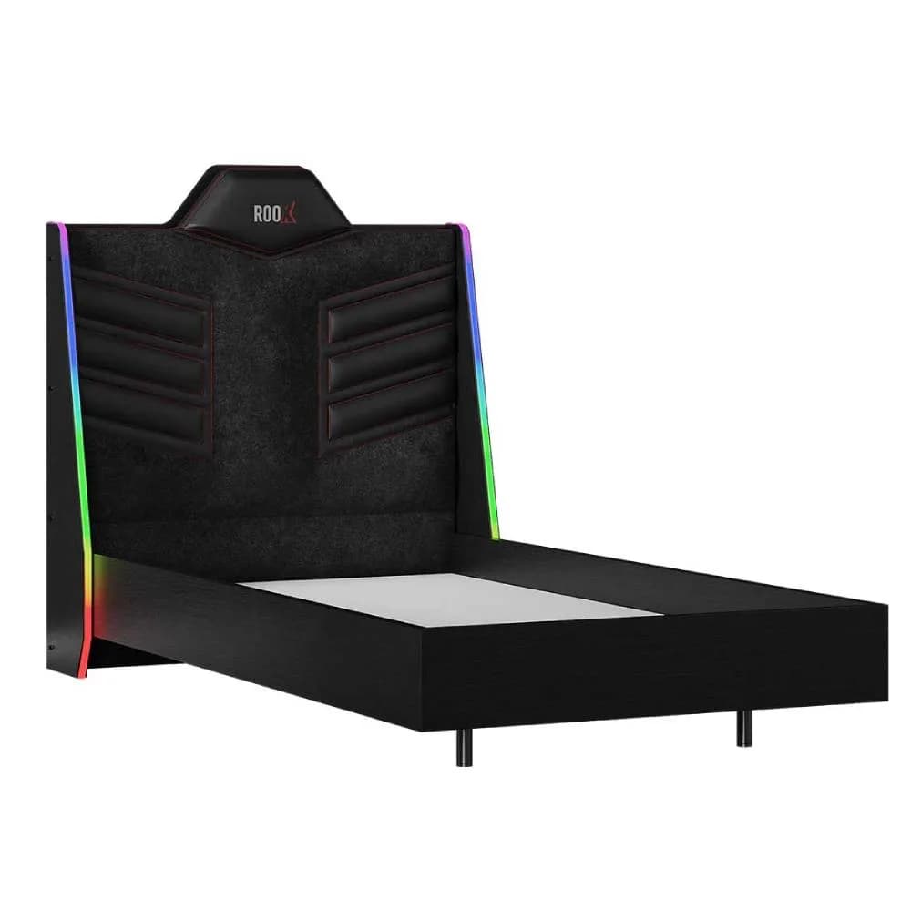 Roox Bed Frame & Headboard with Led — Light Black