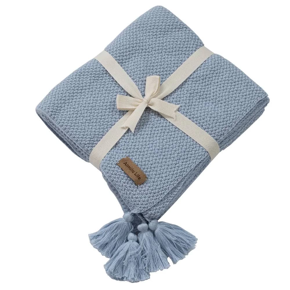 Knit Blanket Baby Rova Blue (100×100 Cm)