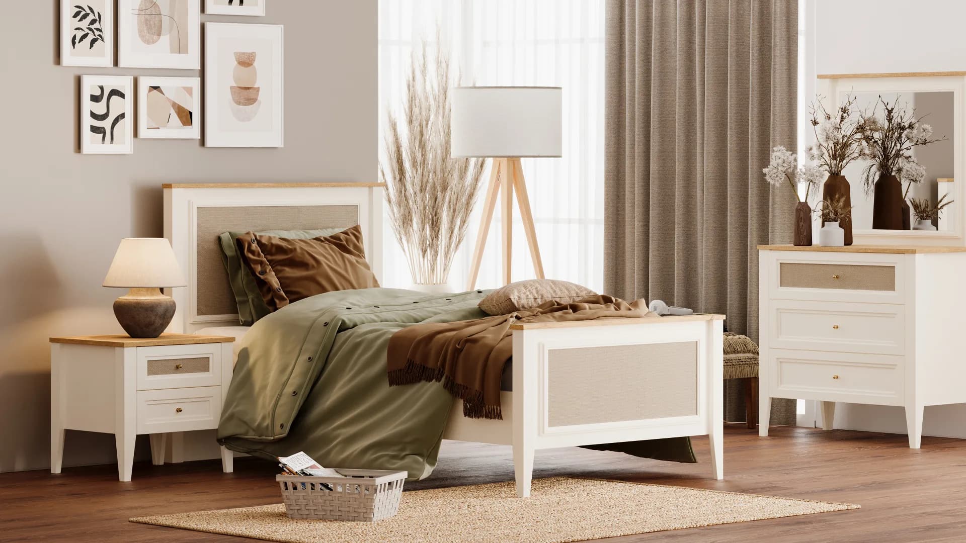 Corso Bed Frame & Headboard — Cream 3