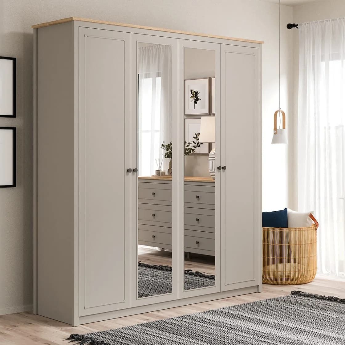 Sento 4 Doors Wardrobe — Grey 5