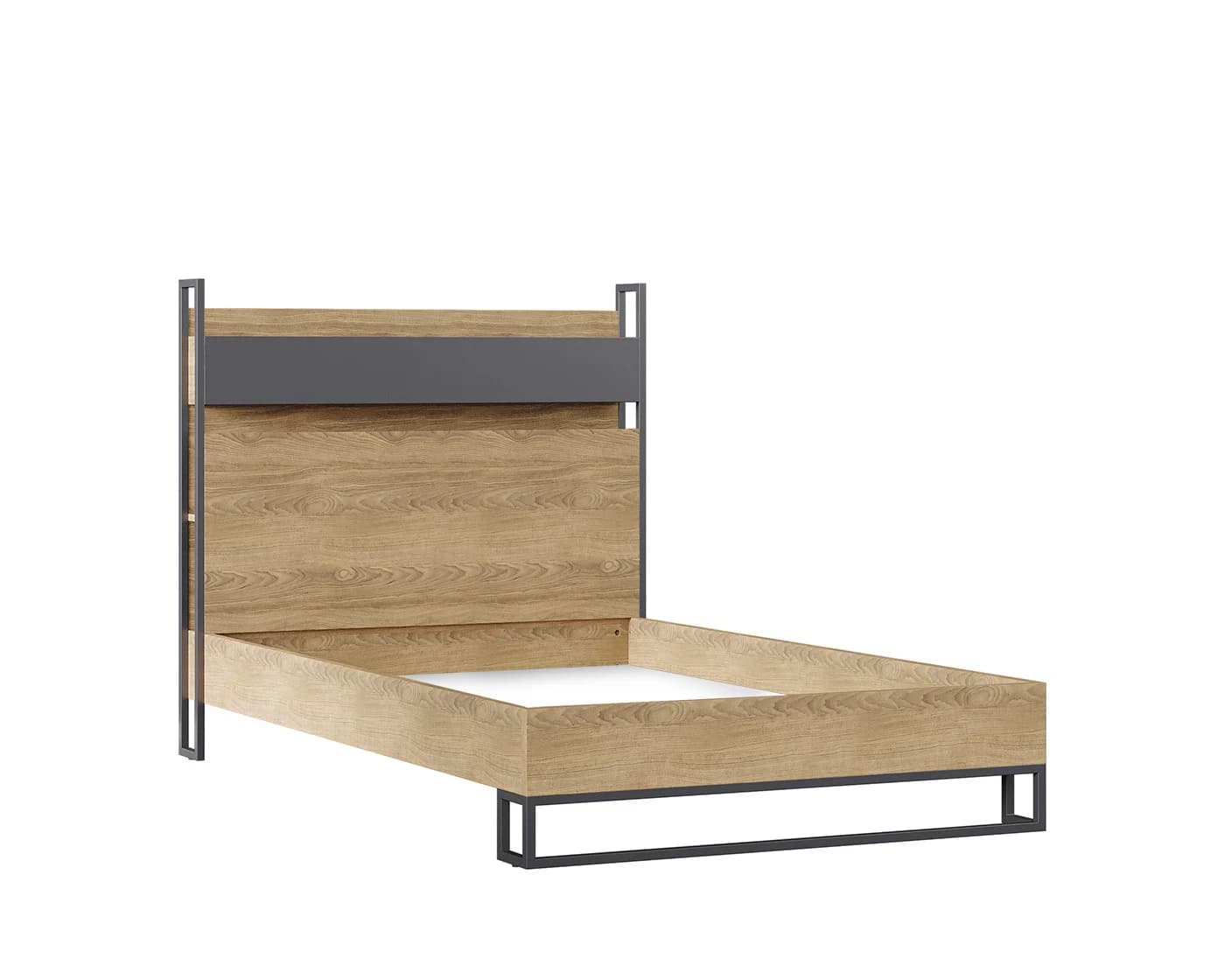 Legend 120×200 Bed Frame & Headboard Walnut — Dark Grey 2