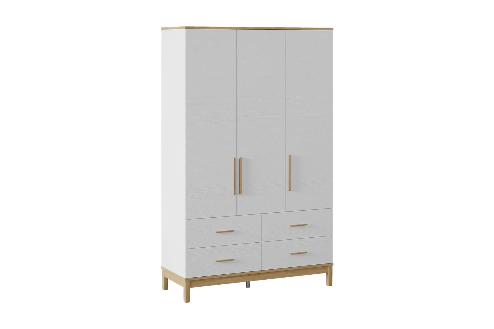 Etto 3 Doors Wardrobe with Drawers — White