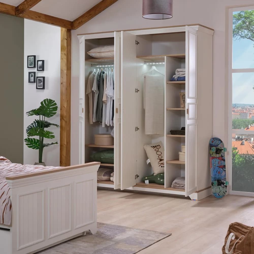 Monte 4 Doors Wardrobe — Cream 5