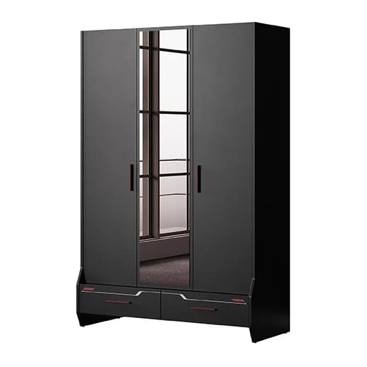 Roox 3 Doors Wardrobe — Black 3