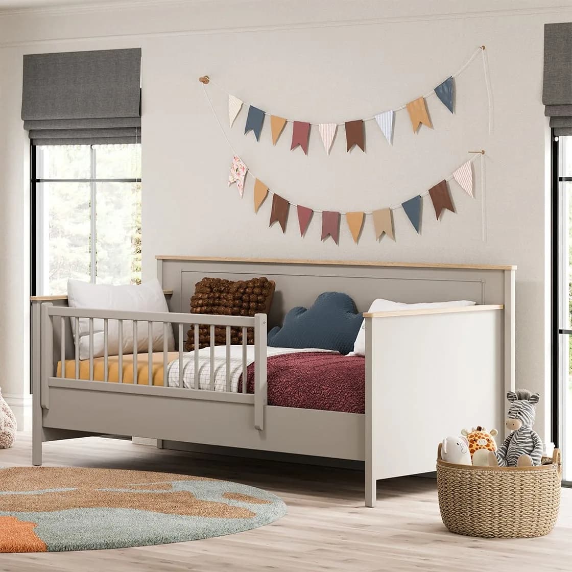 Toddler Bed Safety Fence Single T1 — Grey 2
