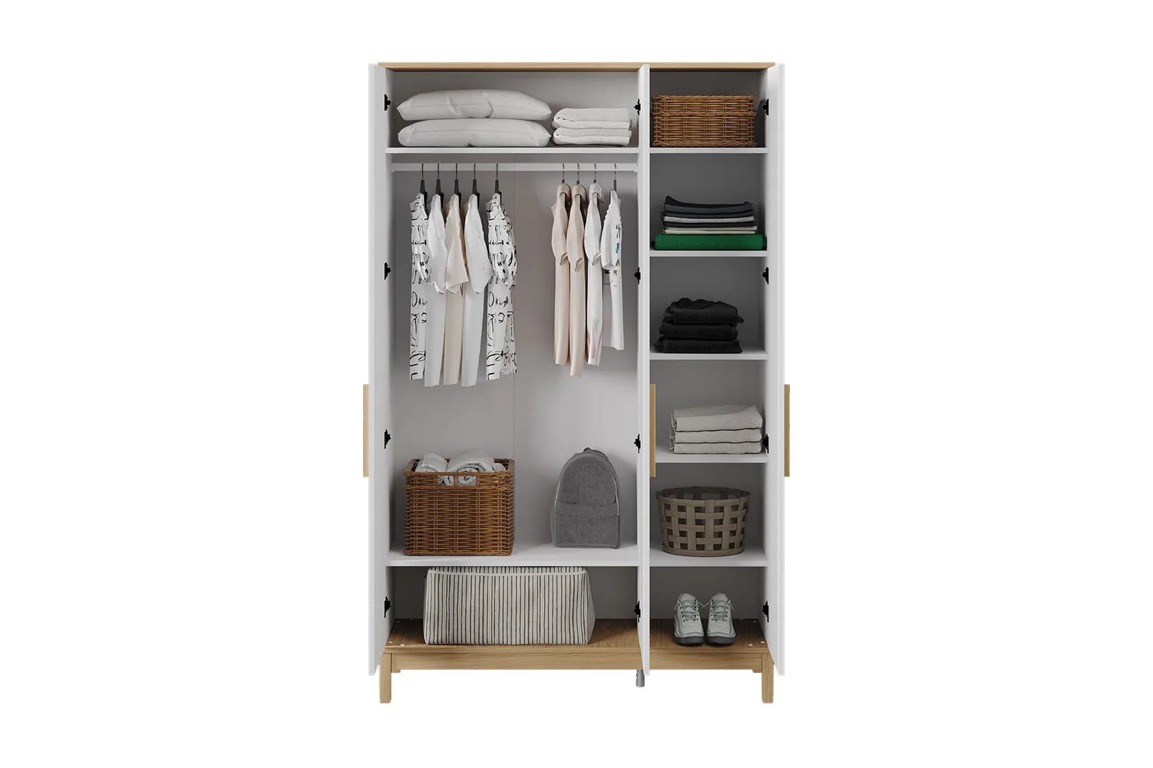 Etto 3 Doors Wardrobe — White 2