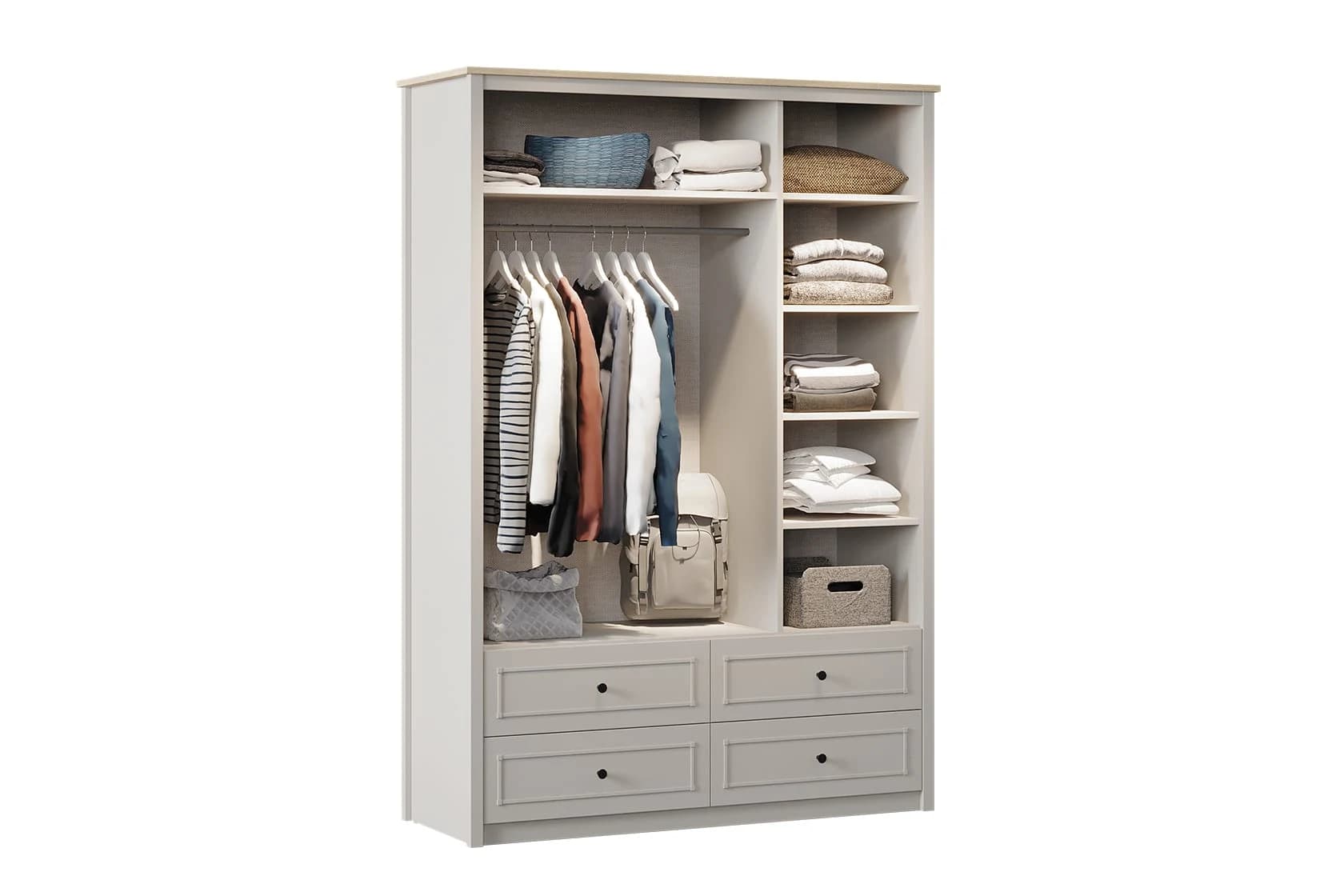 Sento 3 Doors Wardrobe with Drawers — Grey 3