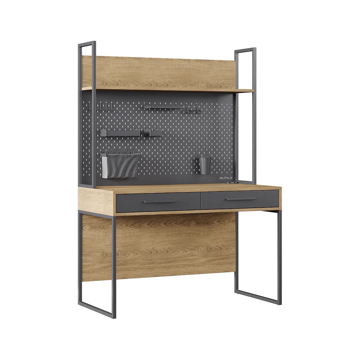 Legend Study Desk and Top Unit Walnut — Dark Grey 2
