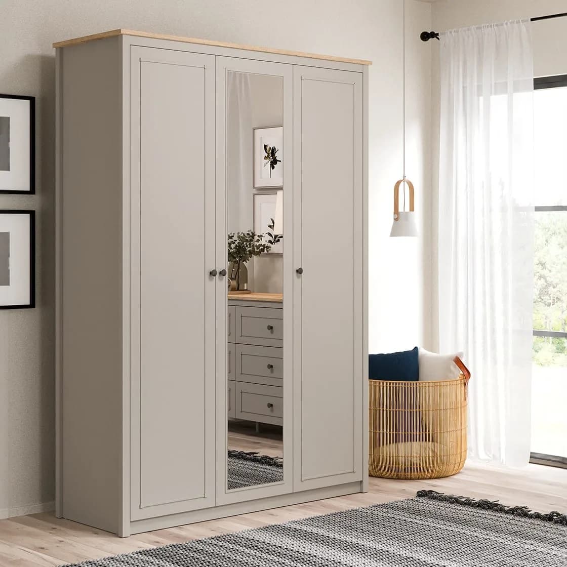 Sento 3 Doors Wardrobe — Grey 4