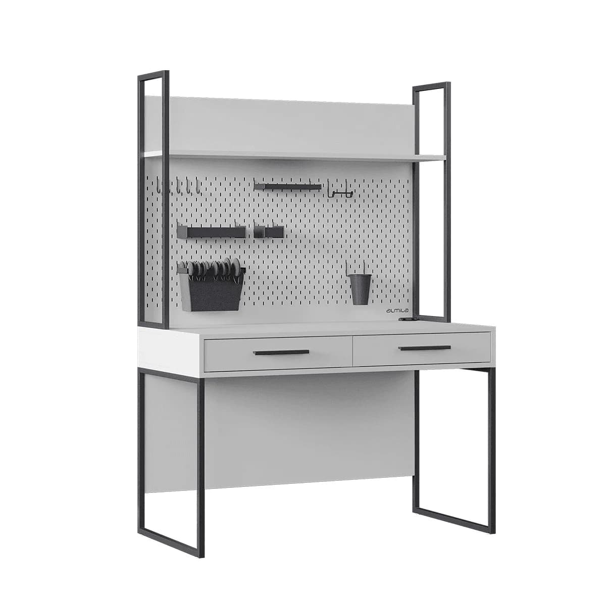 Legend Study Desk and Top Unit — Ultra White 2