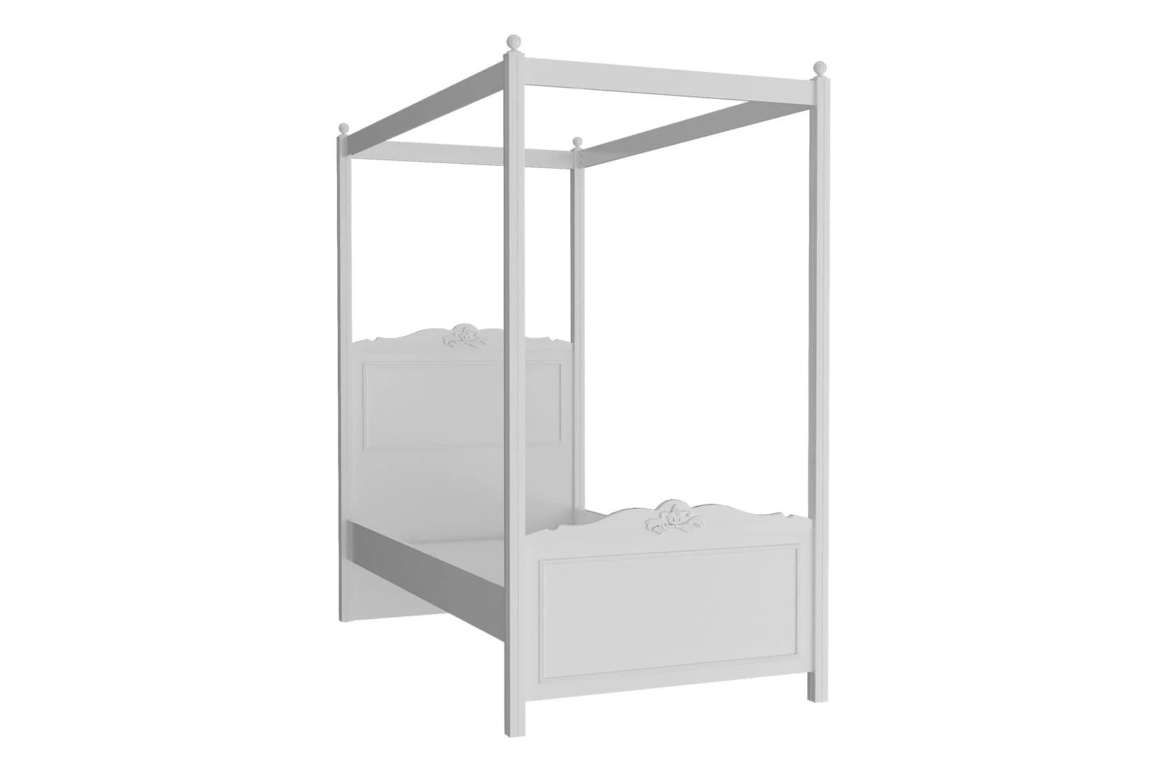 Lora 100×200 Bed Frame with Canopy — White 2