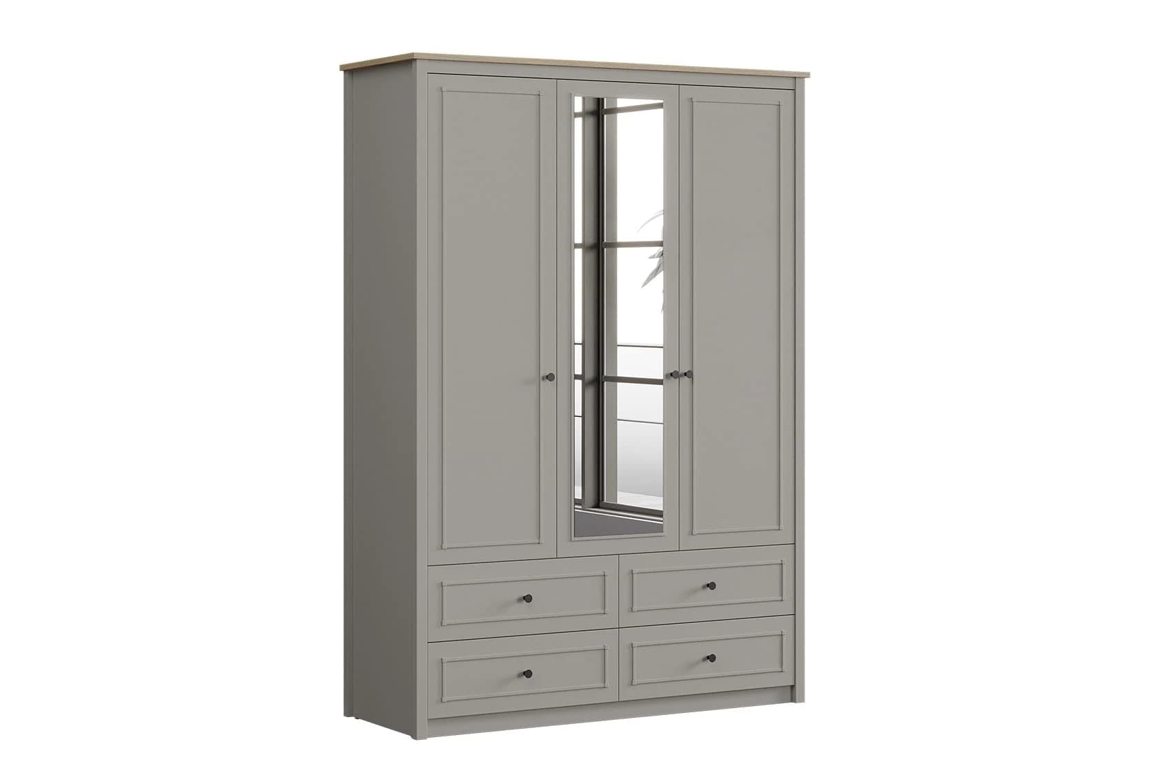 Sento 3 Doors Wardrobe with Drawers — Grey 4